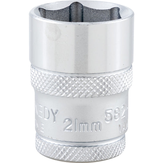 1/2in. Drive, Standard Hexagon Socket, 21mm, Metric, Polished Finish