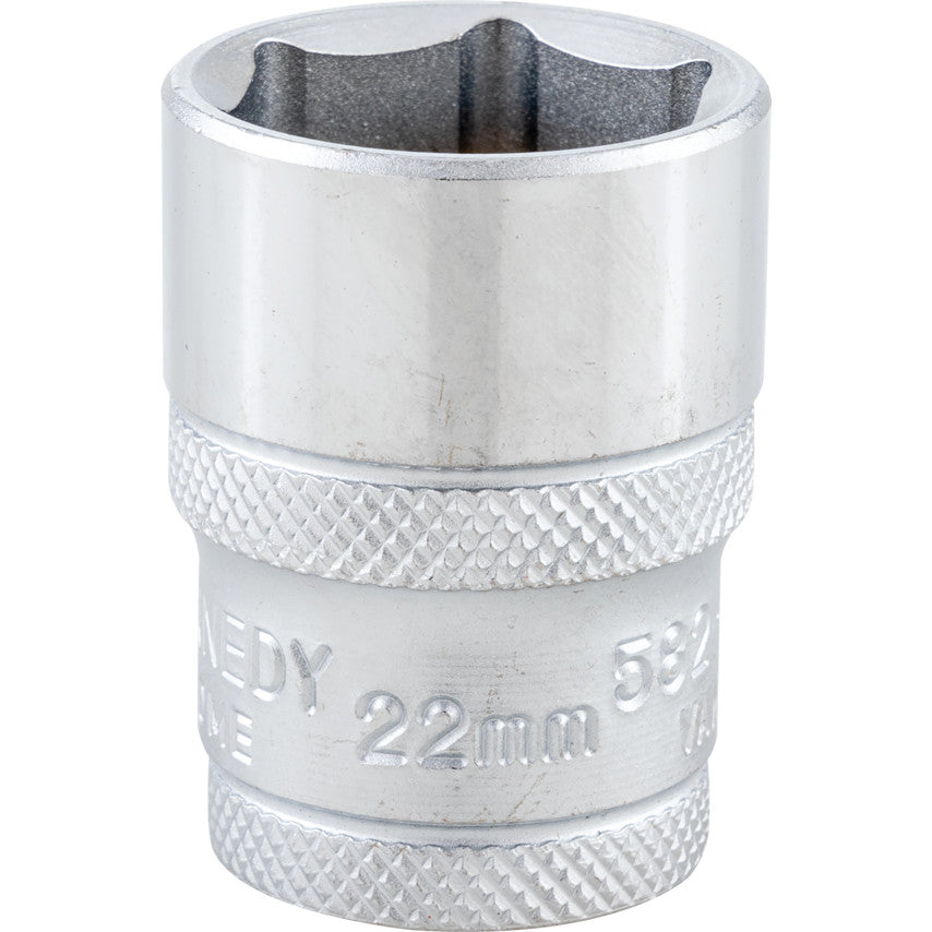 1/2in. Drive, Standard Hexagon Socket, 22mm, Metric, Polished Finish