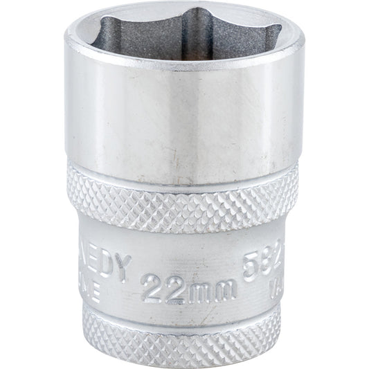 1/2in. Drive, Standard Hexagon Socket, 22mm, Metric, Polished Finish