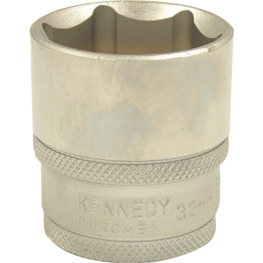 1/2in. Drive, Standard Hexagon Socket, 32mm, Metric, Polished Finish