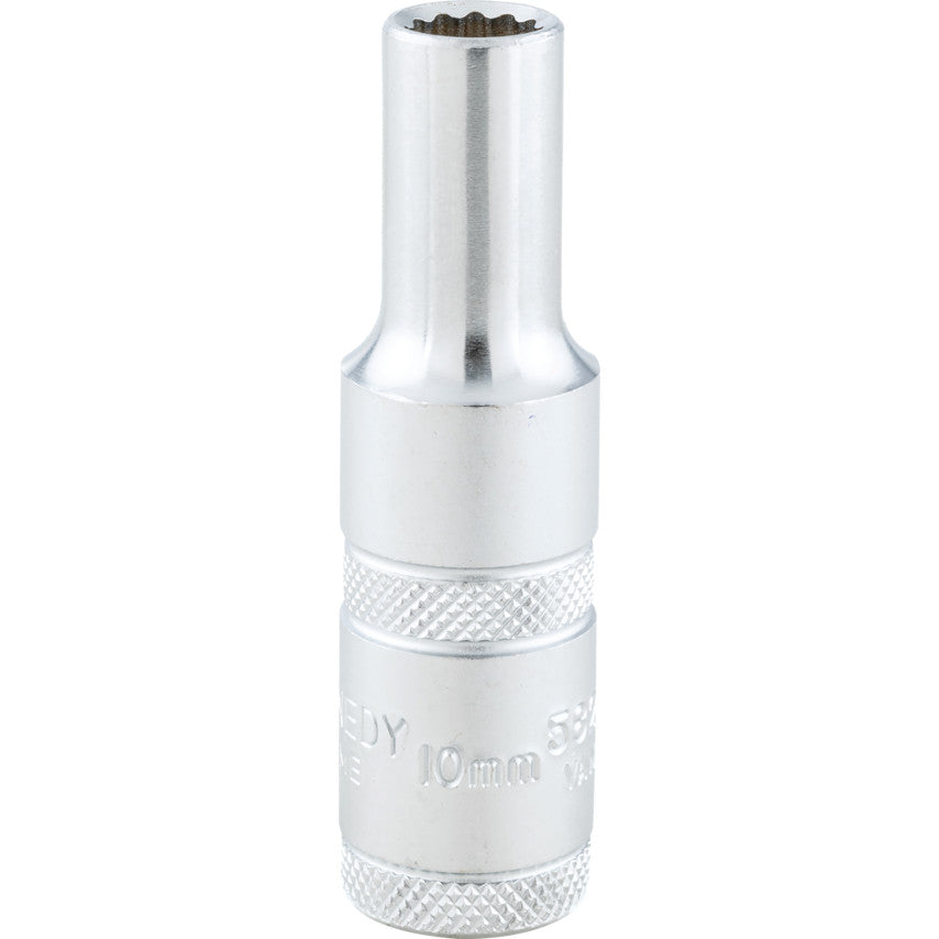 1/2in. Drive, Deep Bi-Hexagon Socket, 10mm, Metric, Polished Finish