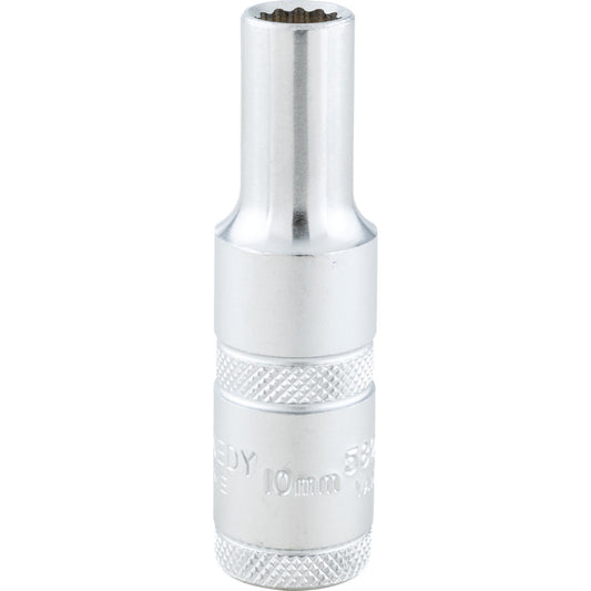 1/2in. Drive, Deep Bi-Hexagon Socket, 10mm, Metric, Polished Finish