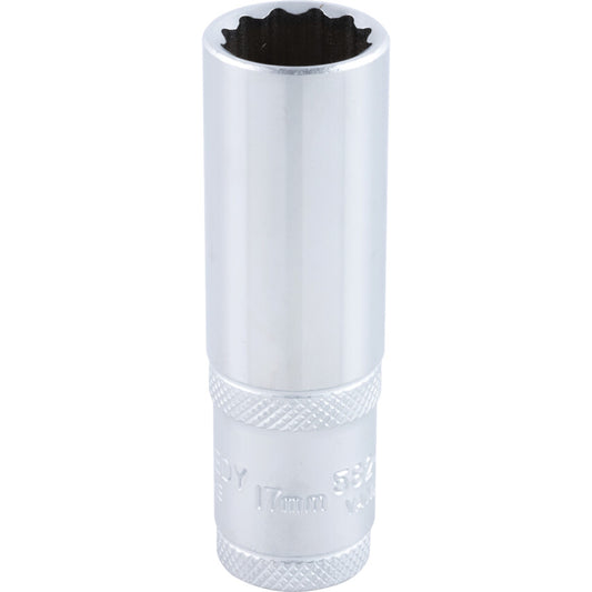 1/2in. Drive, Deep Bi-Hexagon Socket, 17mm, Metric, Polished Finish