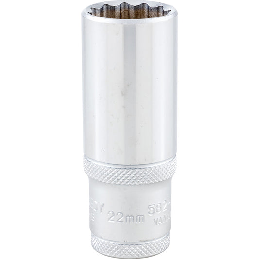 1/2in. Drive, Deep Bi-Hexagon Socket, 22mm, Metric, Polished Finish