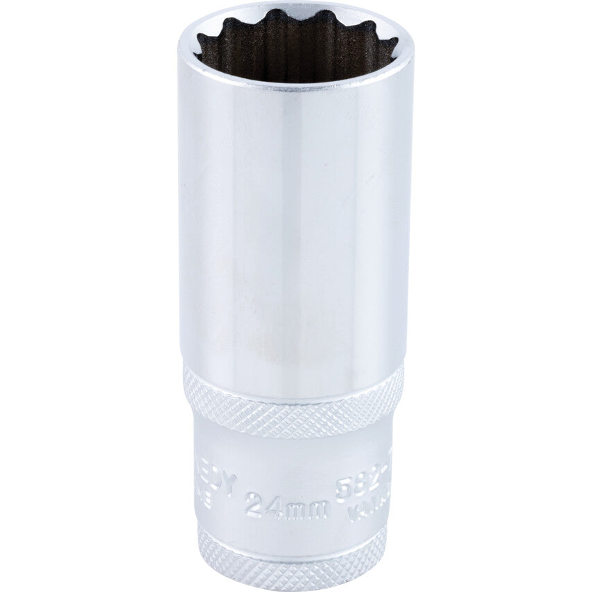 1/2in. Drive, Deep Bi-Hexagon Socket, 24mm, Metric, Polished Finish
