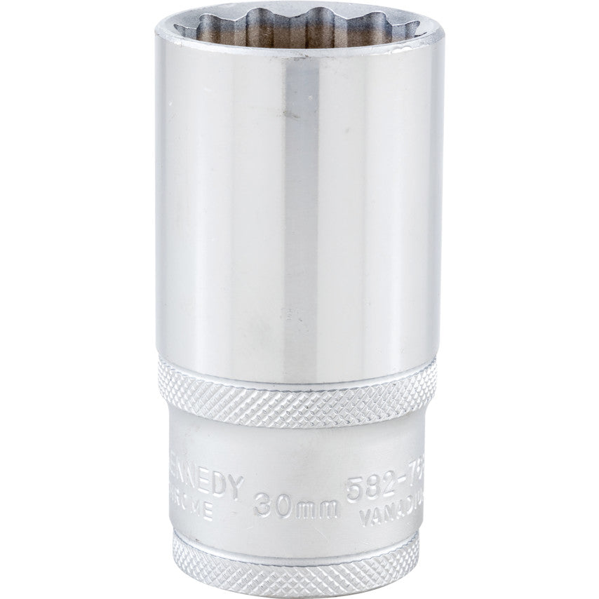 1/2in. Drive, Deep Bi-Hexagon Socket, 30mm, Metric, Polished Finish