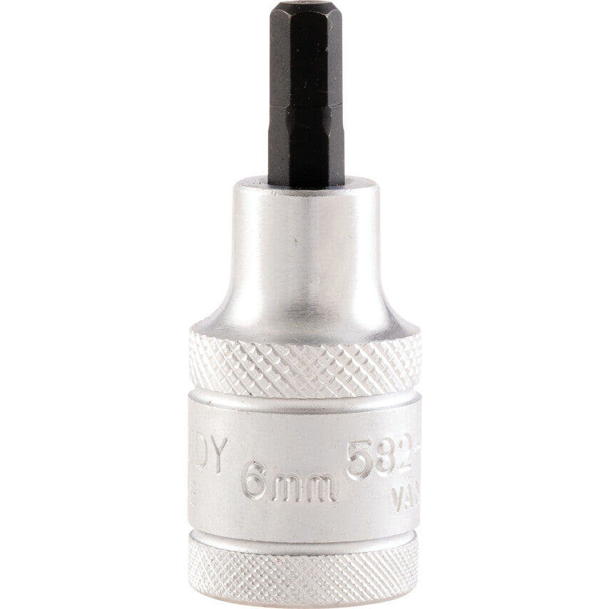 1/2in. Drive, Standard Hexagon Bit Socket, 6mm, Metric, Chromed Finish