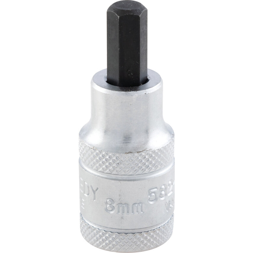 1/2in. Drive, Standard Hexagon Bit Socket, 8mm, Metric, Chromed Finish