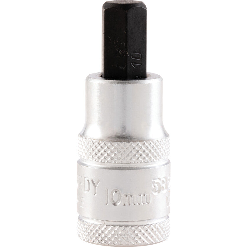 1/2in. Drive, Standard Hexagon Bit Socket, 10mm, Metric, Chromed Finish