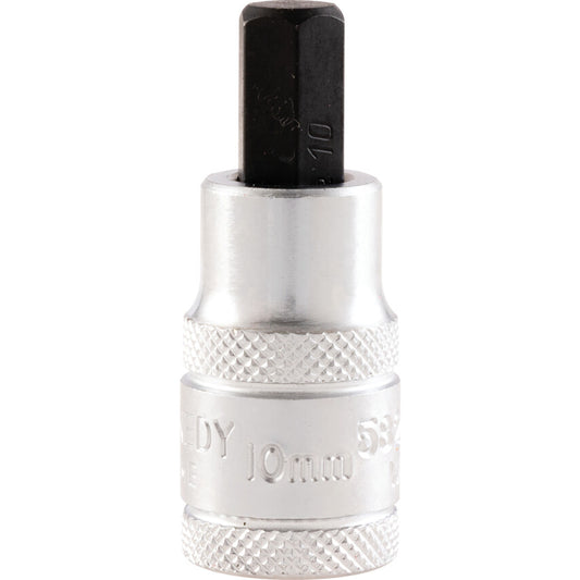 1/2in. Drive, Standard Hexagon Bit Socket, 10mm, Metric, Chromed Finish