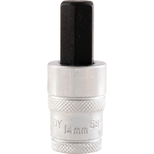 1/2in. Drive, Standard Hexagon Bit Socket, 14mm, Metric, Chromed Finish
