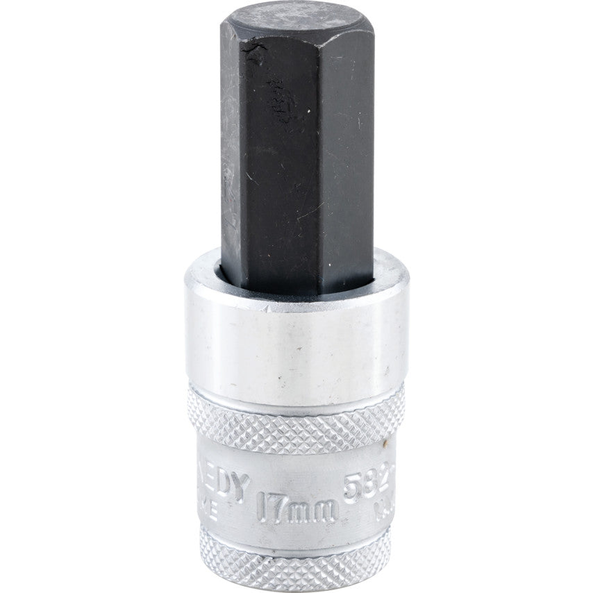 1/2in. Drive, Standard Hexagon Bit Socket, 17mm, Metric, Chromed Finish
