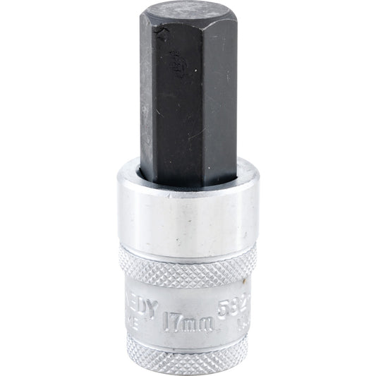 1/2in. Drive, Standard Hexagon Bit Socket, 17mm, Metric, Chromed Finish