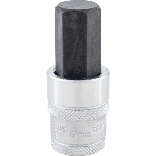 1/2in. Drive, Standard Hexagon Bit Socket, 19mm, Metric, Chromed Finish