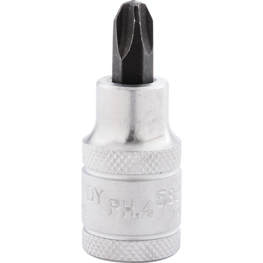 1/2in. Drive, Standard Screwdriver Bit Socket, 55mm, Metric, Chromed Finish