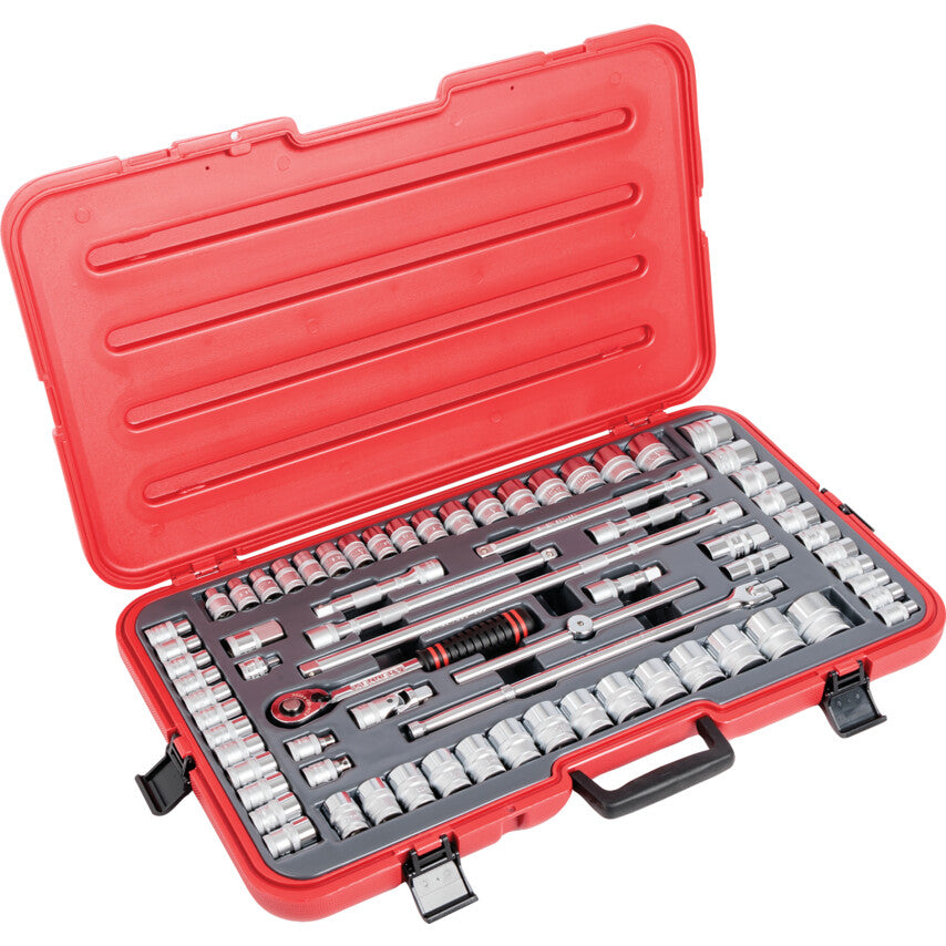 1/2in. Drive, Socket Set, Metric/Imperial/Whitworth, 8mm - 36mm/1/8in. - 1.1/4in. Set of 70, Chromed Finish