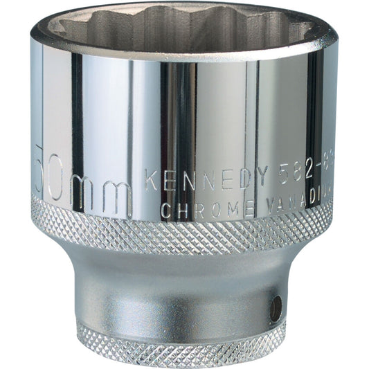 3/4in. Drive, Standard Bi-Hexagon Socket, 50mm, Metric, Chromed Finish