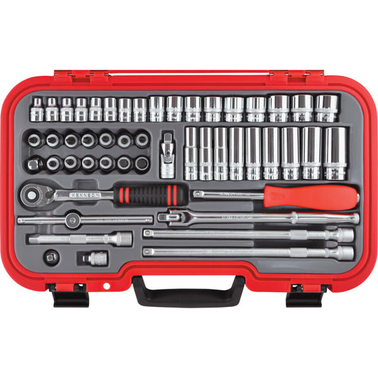 3/8in. Drive, Socket Set, Metric, 6mm - 22mm, Set of 50, Chromed Finish