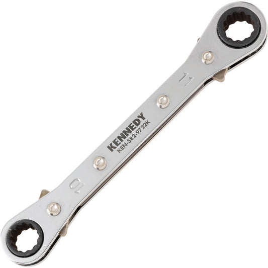 Double End, Ratchet Ring Spanner, 10 x 11mm, Metric