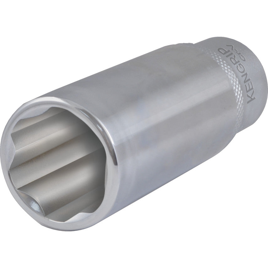 3/8in. Drive, Deep KenGrip® Socket, 22mm, Metric, Chromed Finish