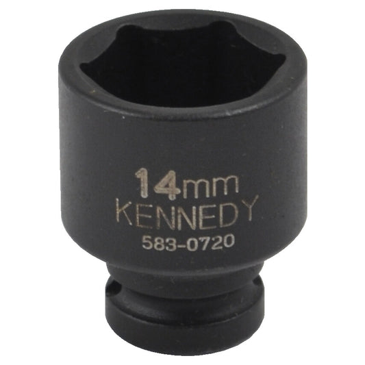 1/4in. Drive, Standard Hex Impact Socket, 12mm, Metric, Black Oxide Finish