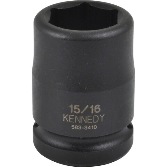 3/4in. Drive, Standard Hex Impact Socket, 15/16in. AF/Imperial, Black Oxide Finish