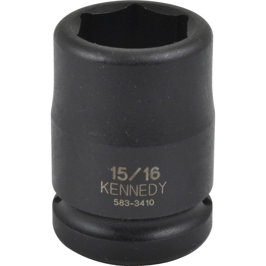 3/4in. Drive, Standard Hex Impact Socket, 7/8in. AF/Imperial, Black Oxide Finish