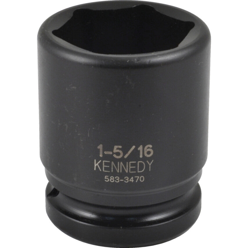 3/4in. Drive, Standard Hex Impact Socket, 1-1/16in. AF/Imperial, Black Oxide Finish