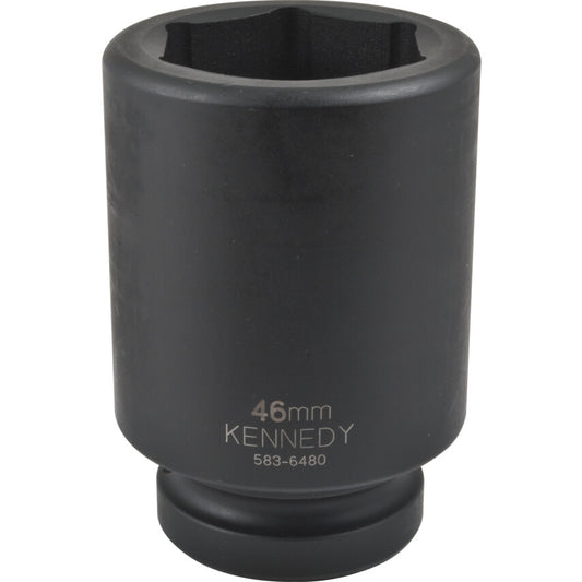 1in. Drive, Deep Hex Impact Socket, 52mm, Metric, Black Oxide Finish