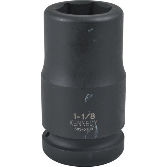 1in. Drive, Deep Hex Impact Socket, 2-3/8in. AF/Imperial, Black Oxide Finish