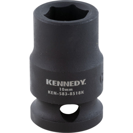 3/8in. Drive, Standard Hex Impact Socket, 10mm, Metric, Black Oxide Finish