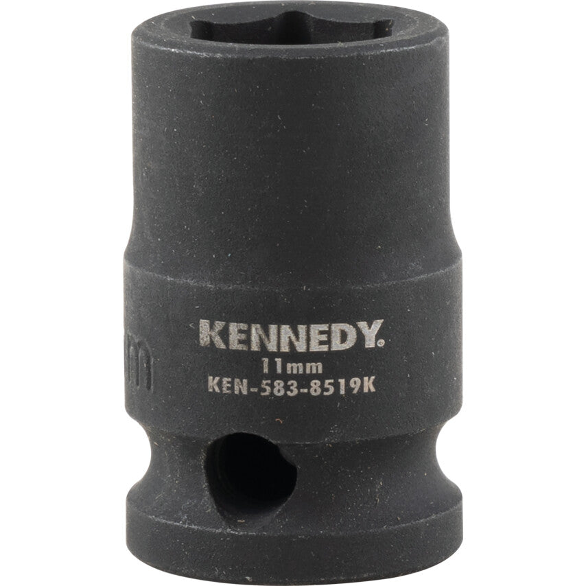 3/8in. Drive, Standard Hex Impact Socket, 11mm, Metric, Black Oxide Finish