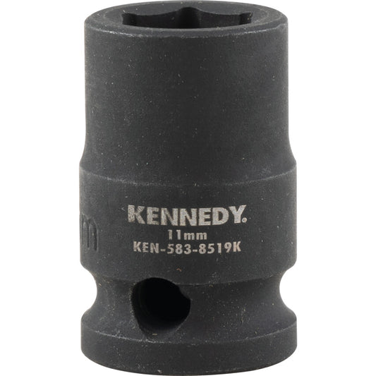 3/8in. Drive, Standard Hex Impact Socket, 11mm, Metric, Black Oxide Finish