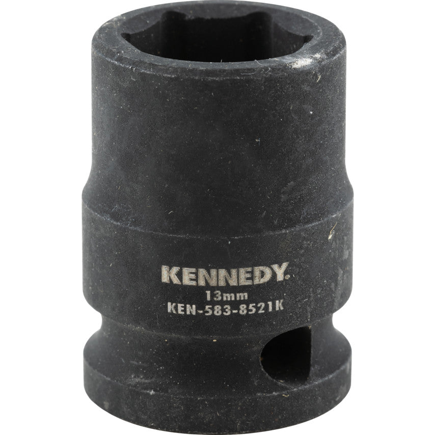 3/8in. Drive, Standard Hex Impact Socket, 13mm, Metric, Black Oxide Finish
