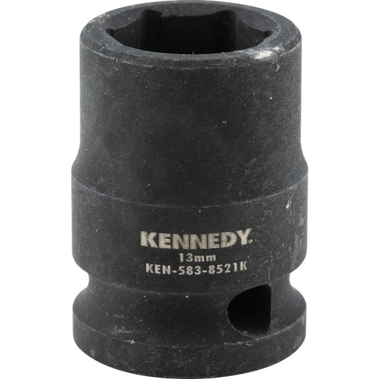 3/8in. Drive, Standard Hex Impact Socket, 13mm, Metric, Black Oxide Finish