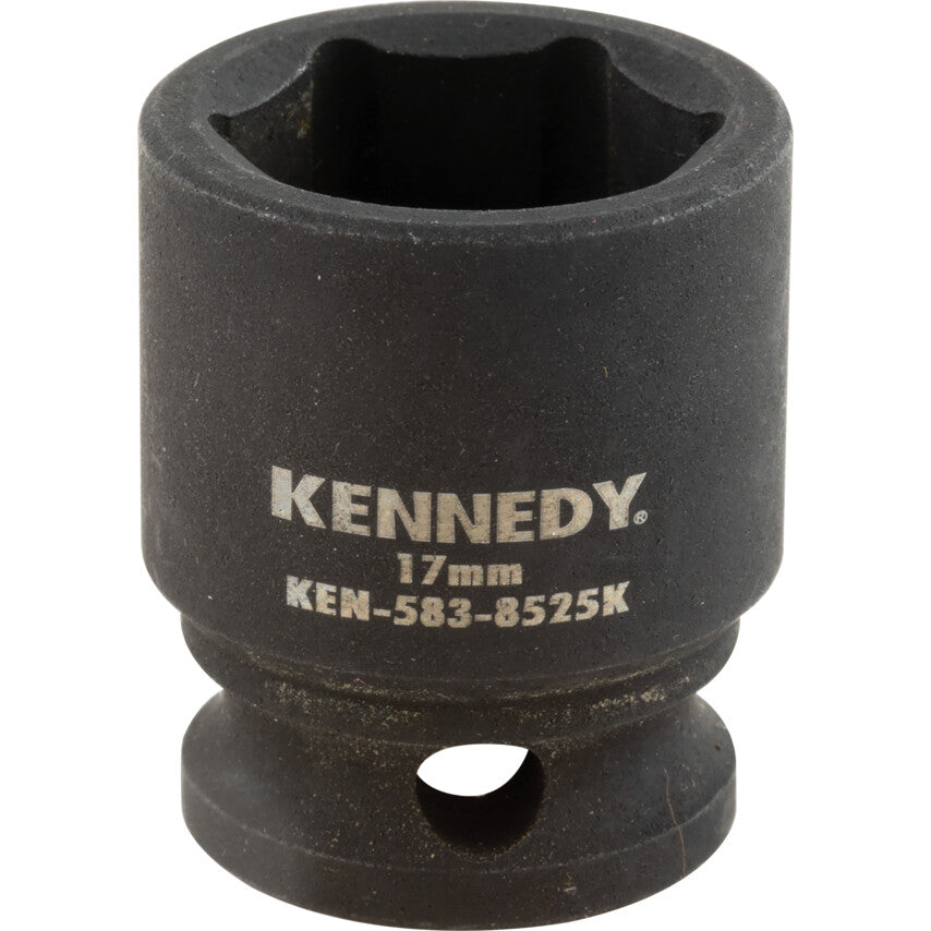 3/8in. Drive, Standard Hex Impact Socket, 17mm, Metric, Black Oxide Finish