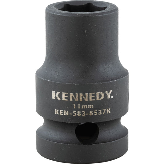 1/2in. Drive, Standard Impact Socket, 11mm, Metric, Black Oxide Finish