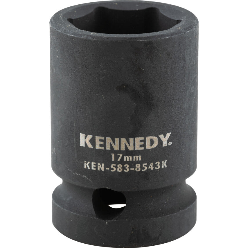 1/2in. Drive, Standard Impact Socket, 17mm, Metric, Black Oxide Finish