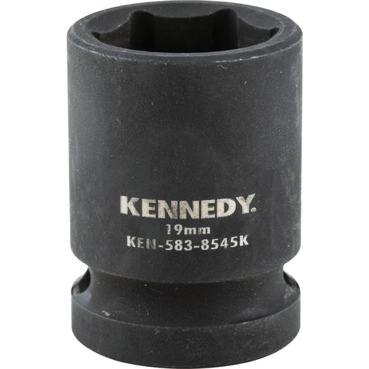 1/2in. Drive, Standard Impact Socket, 19mm, Metric, Black Oxide Finish