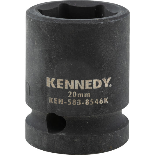 1/2in. Drive, Standard Impact Socket, 20mm, Metric, Black Oxide Finish