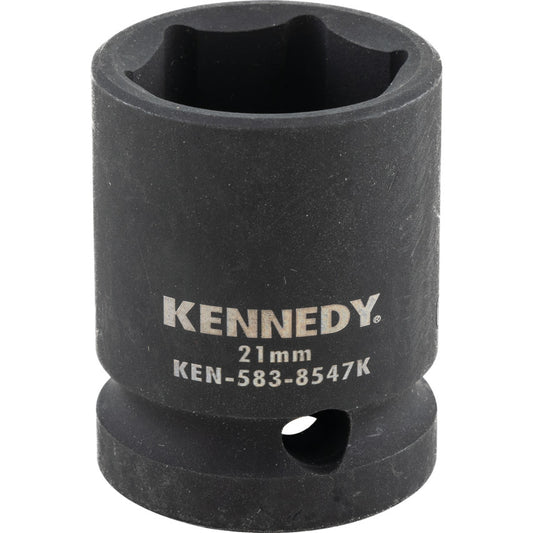 1/2in. Drive, Standard Impact Socket, 21mm, Metric, Black Oxide Finish