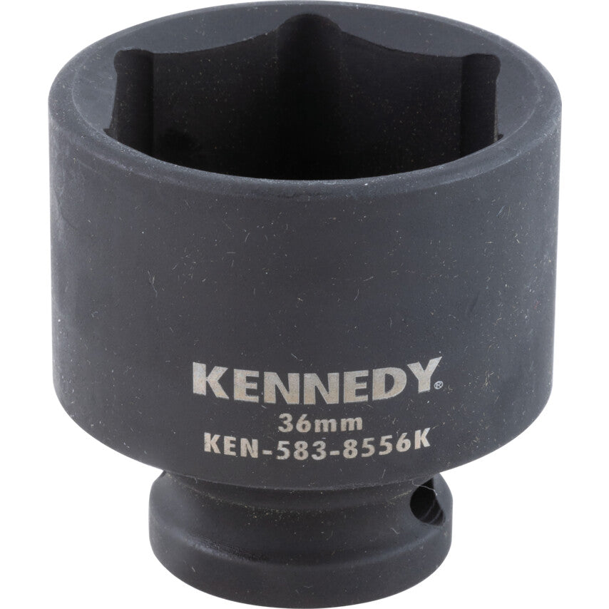 1/2in. Drive, Standard Impact Socket, 36mm, Metric, Black Oxide Finish
