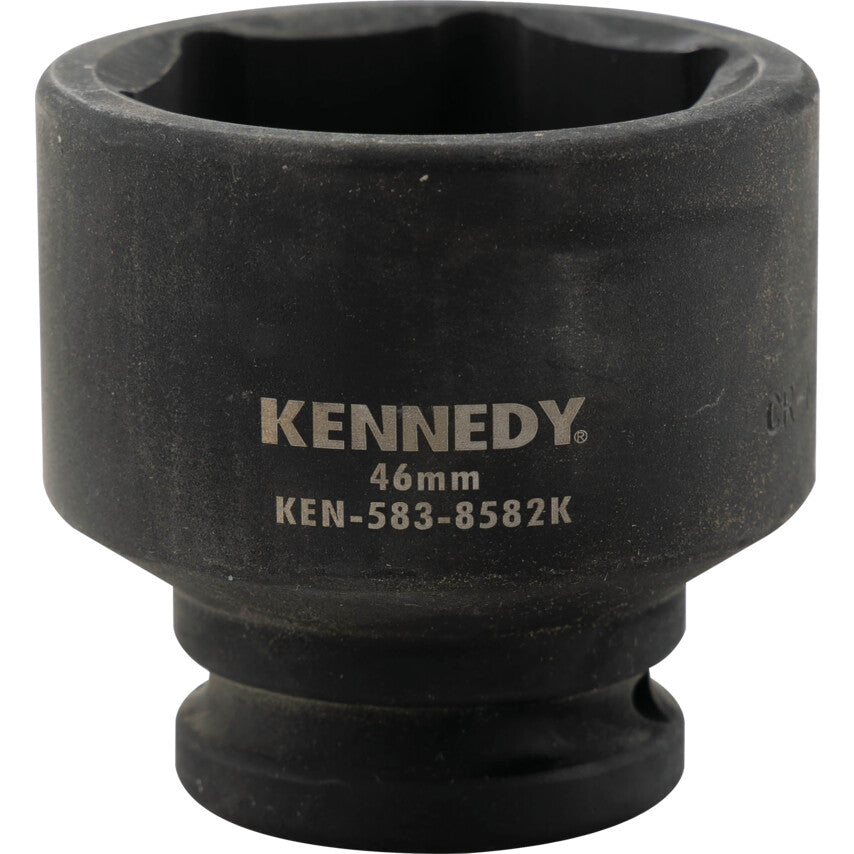 3/4in. Drive, Standard Hex Impact Socket, 46mm, Metric, Black Oxide Finish