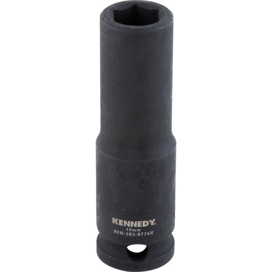 3/8in. Drive, Deep Hex Impact Socket, 10mm, Metric, Black Oxide Finish