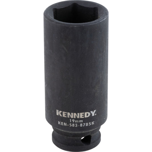 3/8in. Drive, Deep Hex Impact Socket, 19mm, Metric, Black Oxide Finish