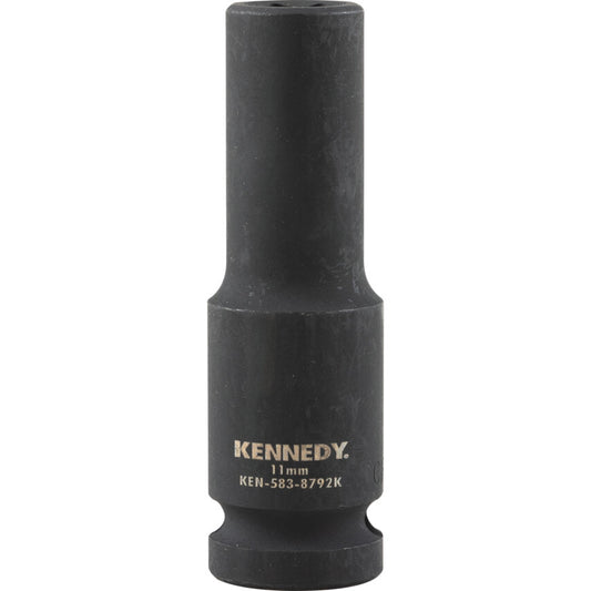 1/2in. Drive, Deep Hex Impact Socket, 11mm, Metric, Black Oxide Finish