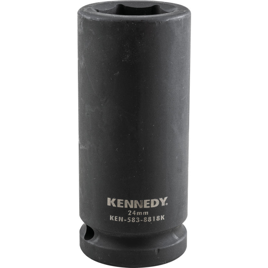 3/4in. Drive, Deep Impact Socket, 38mm, Metric, Black Oxide Finish