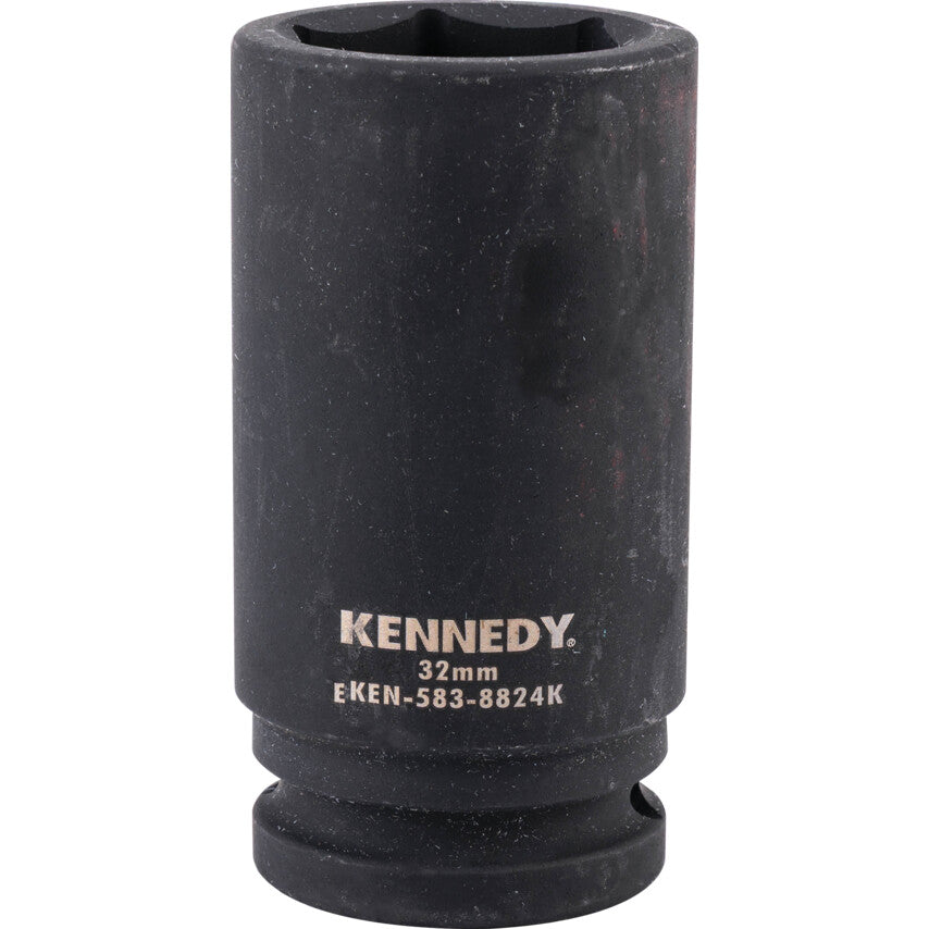 3/4in. Drive, Deep Impact Socket, 32mm, Metric, Black Oxide Finish