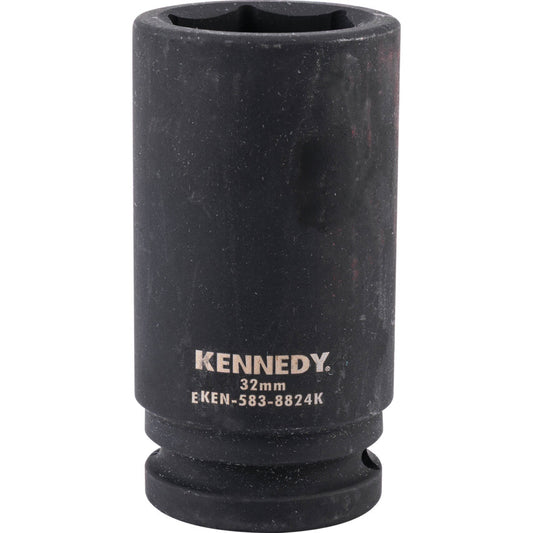 3/4in. Drive, Deep Impact Socket, 32mm, Metric, Black Oxide Finish