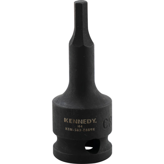 3/8in. Drive, Standard Hex Impact Bit, 4mm, Metric, Black Oxide Finish